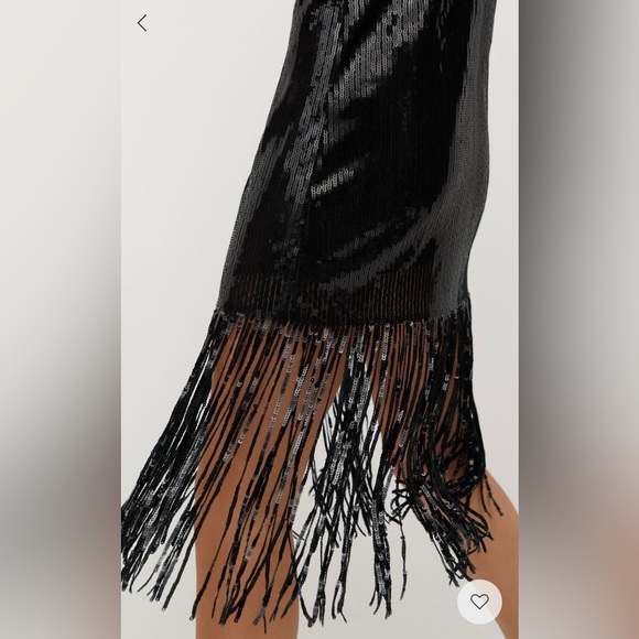 MNG Mango Black Sequins Fringe Party Evening Cocktail Gatsby Inspired Dress - Picture 10 of 10